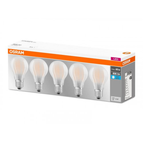 5 Ampoules Led Opaque Standard E27 806 Lm ~ 60 W Blanc Neutre - OSRAM