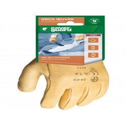 Gants de manutention (gros travaux) en cuir P2449, taille 9 de marque Centrale Brico, référence: B7425000