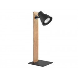Lampe De Bureau, Factory, Gu10 À Poser Noire, Métal, Bois - SEYNAVE