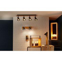Lampe De Bureau, Factory, Gu10 À Poser Noire, Métal, Bois - SEYNAVE