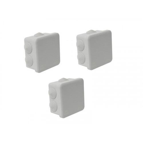 Lot De 3 Boîtes De Dérivation Étanche En Saillie - 80x80x45 - 5 Entrées - DEBFLEX