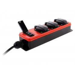 Multiprise Filaire Étanche, 3 Prises + 2 Usb, Rouge de marque ZENITECH, référence: B7432500