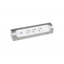 Multiprise Usb À Câbler Compact, 3 Prises Aluminium de marque LEGRAND, référence: B7432900