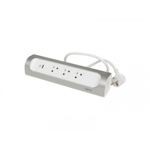 Legrand Multiprise Usb Filaire Compact, 3 Prises Aluminium