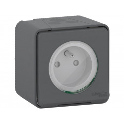 Prise avec terre saillie Mureva, gris anthracite de marque SCHNEIDER ELECTRIC, référence: B7438900