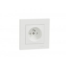 Prise avec terre Miluz, blanc de marque SCHNEIDER ELECTRIC, référence: B7439100