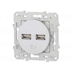 Prise chargeur double usb Odace, gris aluminium - SCHNEIDER ELECTRIC