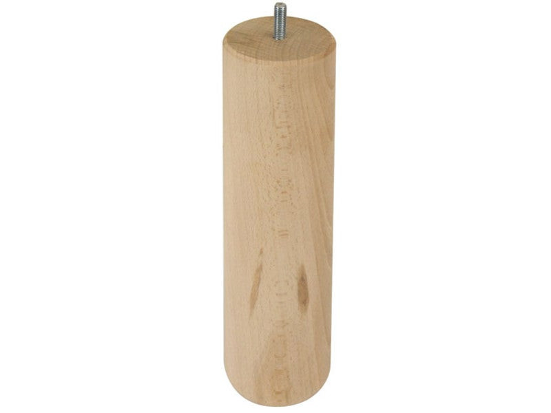 Pied De Lit / Sommier Cylindrique 25Cm - Hêtre Brut Blanc/Beige