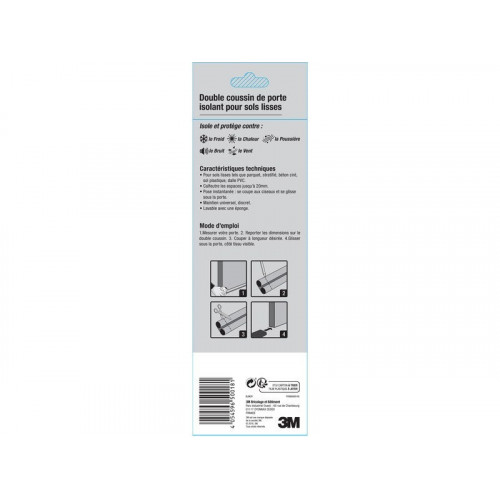Bas de porte à glisser textile (bourrelet) Tranqu'illico, L.93 cm noir - 3M