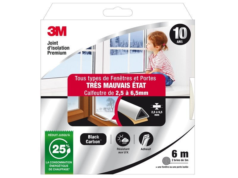 Joint Porte/Fenêtre Très Mauvais Etat Premium 2,5 À 6,5mm X 6m Blanc