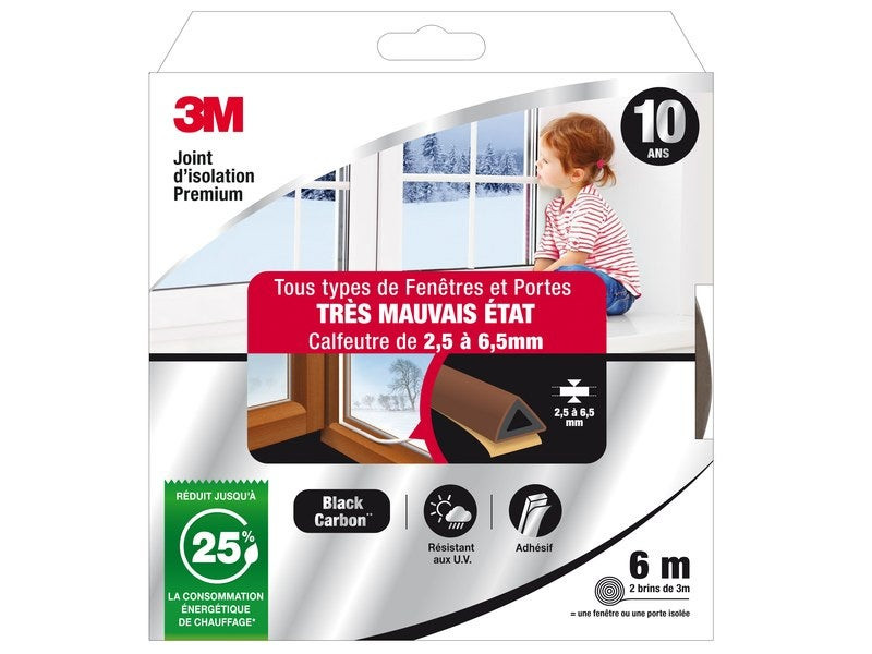 Joint Porte/Fenêtre Très Mauvais Etat Premium 2,5 À 6,5 mm X 6m Marron
