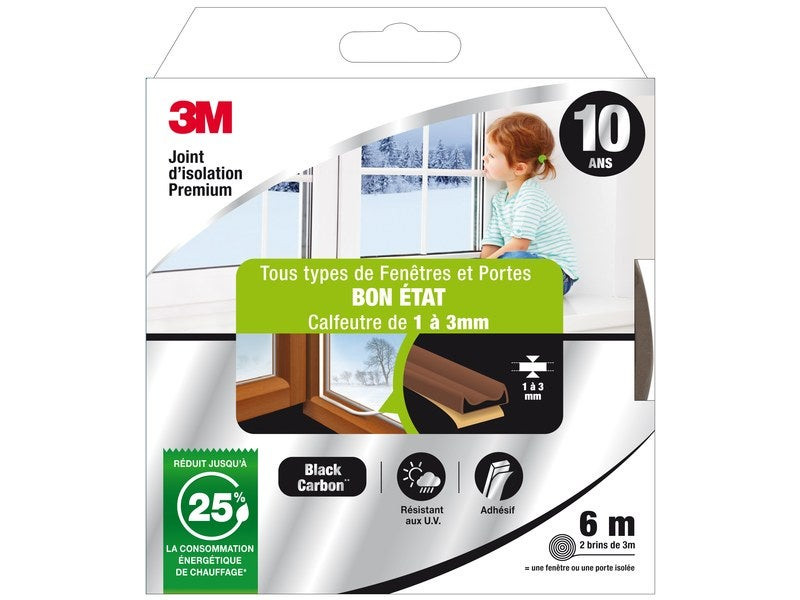 Joint Porte/Fenêtre Universel Bon Etat Premium 1 à 3 mm x 6m Marron