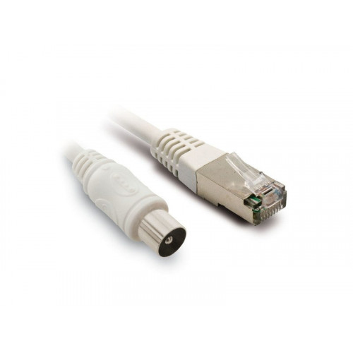 Câble éthernet Rj45/coax blindé mâle/mâle, 2 m - Metronic