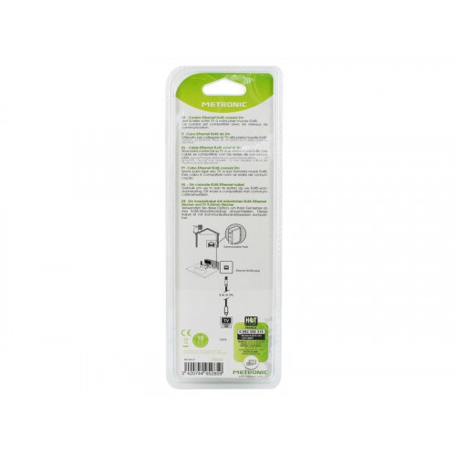 Câble éthernet Rj45/coax blindé mâle/mâle, 2 m - Metronic