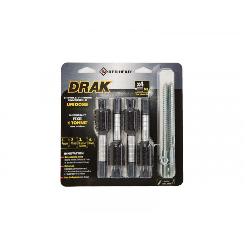 Kit De Scellement Chimique À Expansion Drak Dm8Bl4, Diam.16 X L.135 Mm - Red head