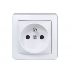 Prise Avec Terre Saillie Alréa Complet, Blanc de marque SCHNEIDER ELECTRIC, référence: B7501700