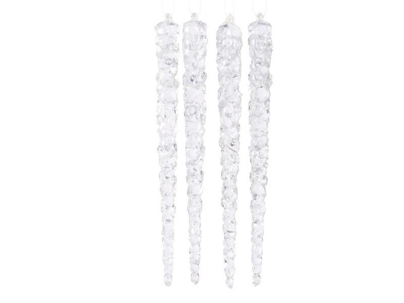 Lot De 4 Stalactites À Suspendre Pour Arbre De Noël En Plastique Blanc