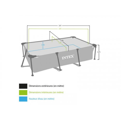 Piscine Tubulaire Metal Frame Junior Intex, L.3 X L.2 X H.0.75 M - INTEX