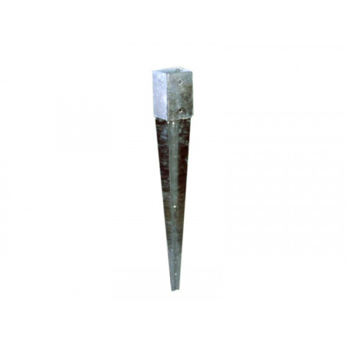 Support poteau À Enfoncer Acier Galvanisé Gris, H.75 Cm X Section 70x70mm - Centrale Brico