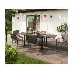 Table De Jardin De Repas Lisbone Rectangulaire Anthracite 8/10 Personnes - Centrale Brico