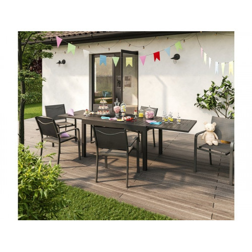 Table De Jardin De Repas Lisbone Rectangulaire Anthracite 8/10 Personnes - Centrale Brico