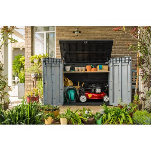 Coffre de jardin résine Sio Ace gris / Noir, L.145.5 X H.123 X P.82 Cm - Keter