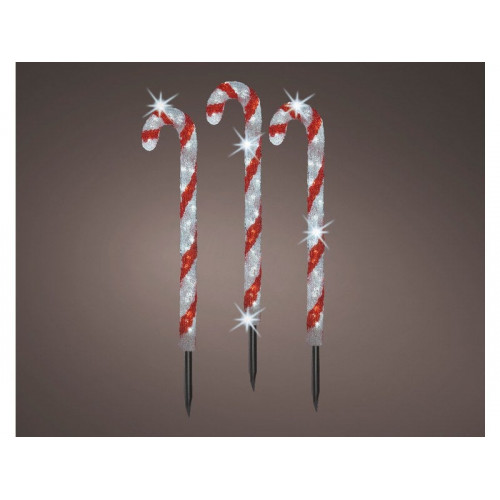 Deco noel, 3 Sucre D'Orge Lumineux 61 Cm - KAEMINGK