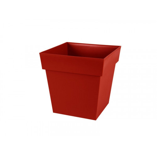 Pot Plastique Toscane, L.39 X L.39 X H.39 Cm, Rouge Rubis - EDA