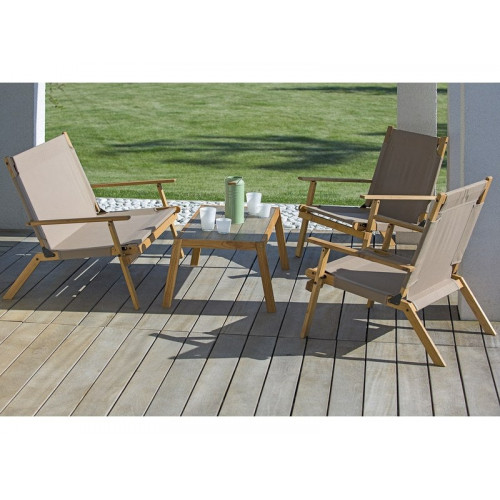 Salon Bas De Jardin Primavera Acacia Marron, 4 Personnes - Centrale Brico