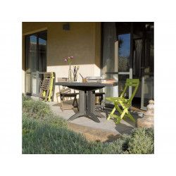 Table De Jardin De Repas Véga Rectangulaire Anthracite 4 Personnes - GROSFILLEX