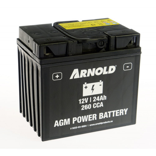 Batterie AZ104/AGM 12-24 pour tracteur tondeuse - +terminal gauche - Arnold