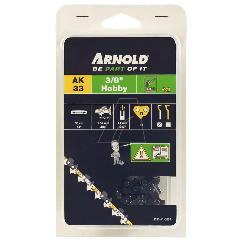 Arnold Chaîne de tronçonneuse 38" 1 1 mm 52 maillons d'entraineurs gouges demi rondes - vue 2
