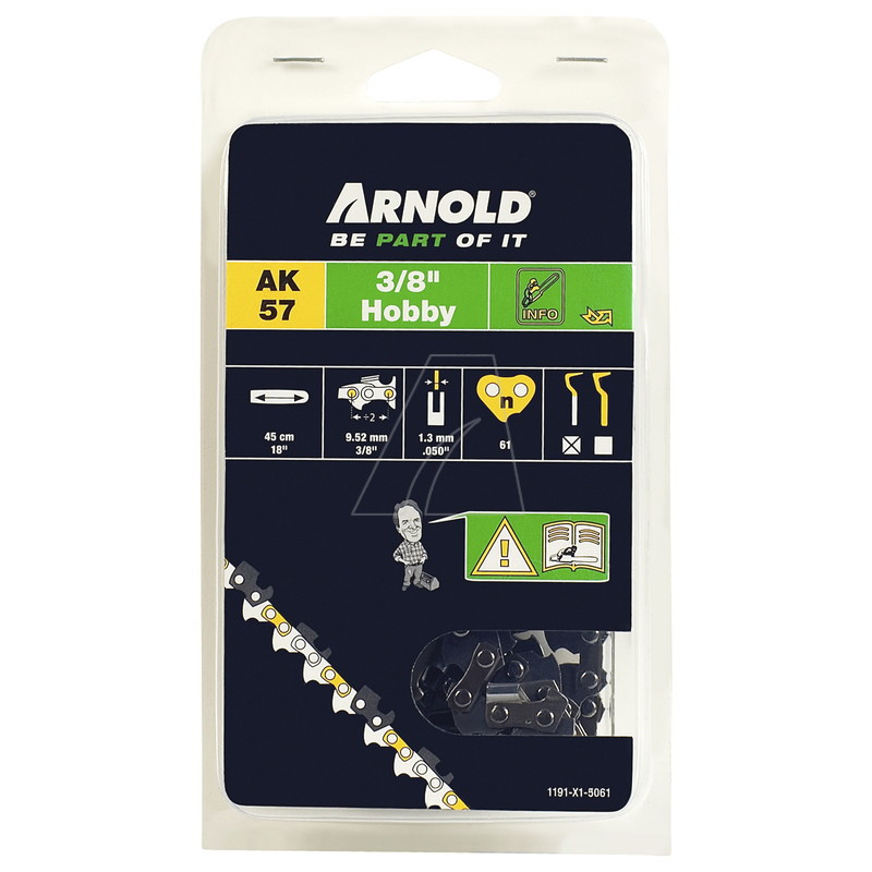 Arnold Chaîne de tronçonneuse 38" 1 3 mm 61 maillons entraîneurs gouges demi rondes - vue 2