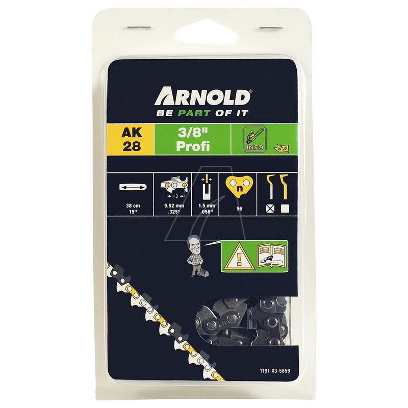 Arnold Chaîne de tronçonneuse 38" 1 5 mm 56 maillons d'entraineurs gouges demi rondes - vue 2