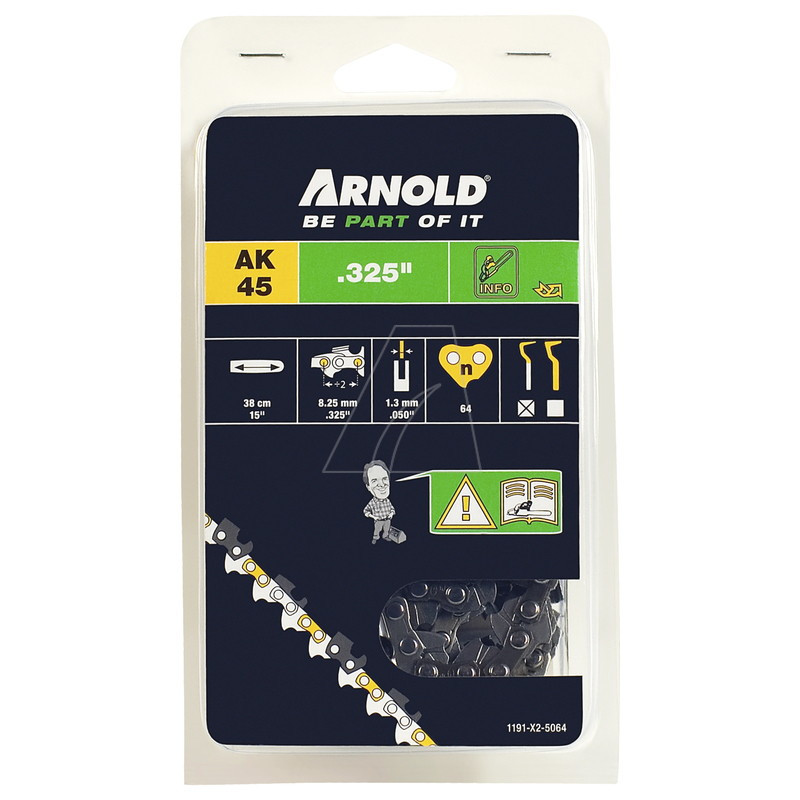 Arnold Chaîne de tronçonneuse 325"/1 3 mm 64 maillons d'entraineurs gouges demi rondes - vue 2