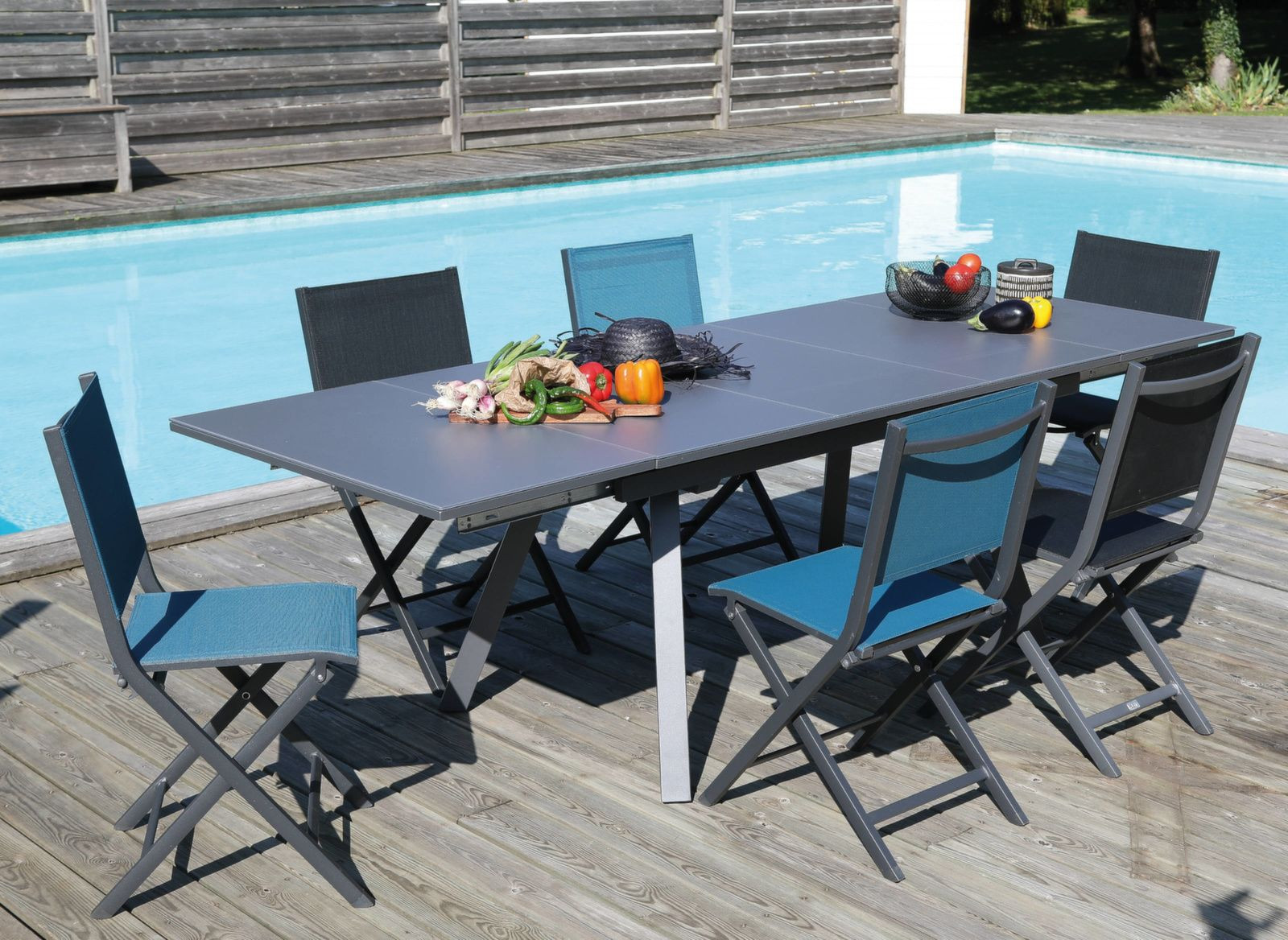 PROLOISIRS Ensemble table de jardin Agra extensible 200/300 grap/gr...