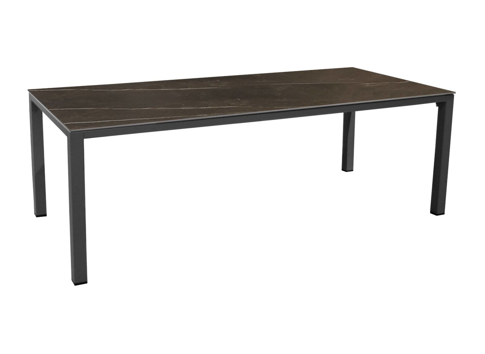 Ensemble table de jardin Stonéo 220 - graphite black abyssal + 8 fauteuils Delia grap/noir