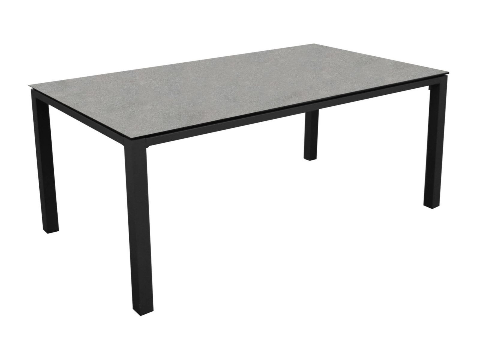 Ensemble table de jardin Stonéo 180 - graphite Lucca + 6 fauteuils empilable Delia grap/noir