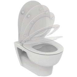 Pack WC suspendu OKYRIS avec abattant standard, sans bride - blanc de marque PORCHER, référence: B7577700