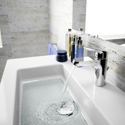 Mitigeur lavabo OKYRIS Ch3, 5L/min, tirette et bonde métal - chrome - PORCHER