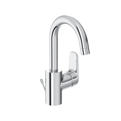 Mitigeur lavabo OKYRIS, bec tube haut, 288 mm, bonde polypropylène - chrome - PORCHER