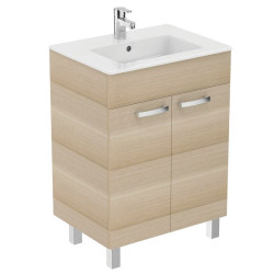 Ensemble meuble et lavabo-plan ULYSSE, 2 portes - Boir clair - 60cm de marque PORCHER, référence: B7582600