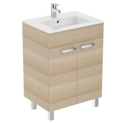 Ensemble meuble et lavabo-plan ULYSSE, 2 portes - Boir clair - 60cm - PORCHER