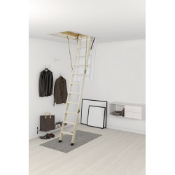 Escalier escamotable en bois Clickfix 76 Silver avec caisson 12 marches isolé 76 mm - Burger