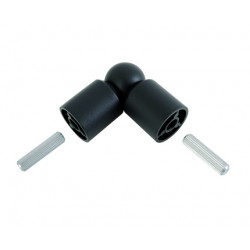 Coude de liaison variable de 90° à 180° en alu noir pour balustre - avec 2 assembleurs de marque Burger, référence: B7588500