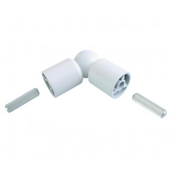 Coude de liaison variable de 90° à 180° en alu blanc pour balustrade - avec 2 assembleurs de marque Burger, référence: B7588600