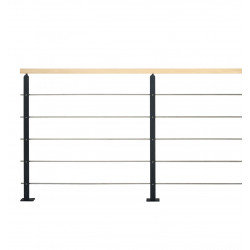 Pack balustrade prêt-à-poser PACKUNIVC3 en acier - main courante en hêtre verni - 2 m de marque Burger, référence: B7593900