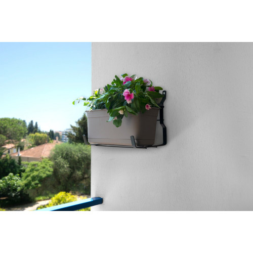 Support jardinière mural fer plat anthracite - 35x18 cm - Acier époxy - Louis Moulin