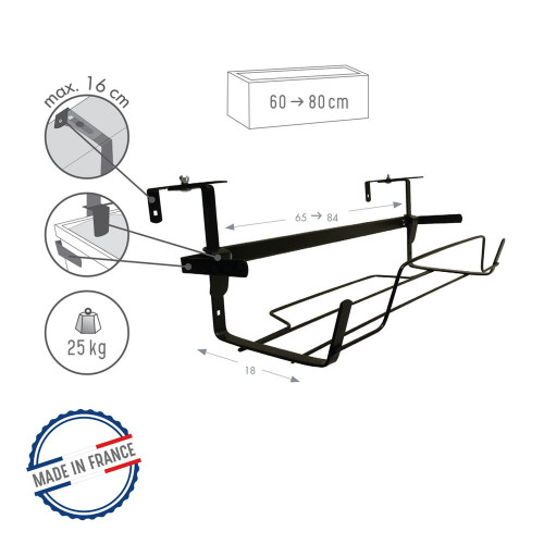 Support jardinière extensible anthracite - 65 à 84x18 cm - Acier époxy - Louis Moulin