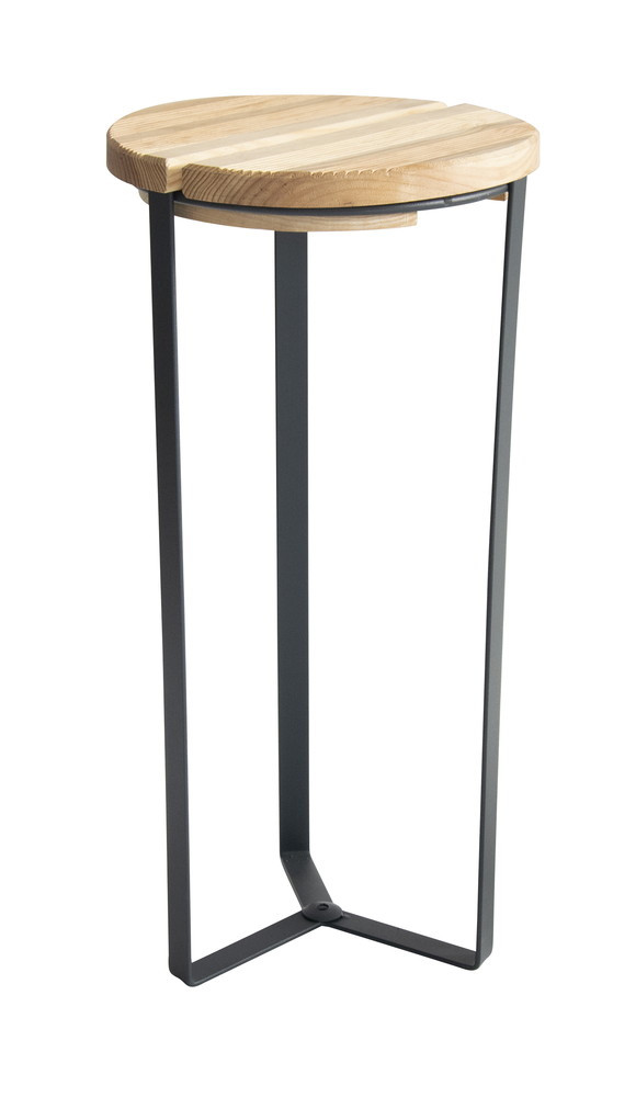 Sellette industrielle LOUIS MOULIN Fer plat Plateau bois 50 x 29 cm - vue 2